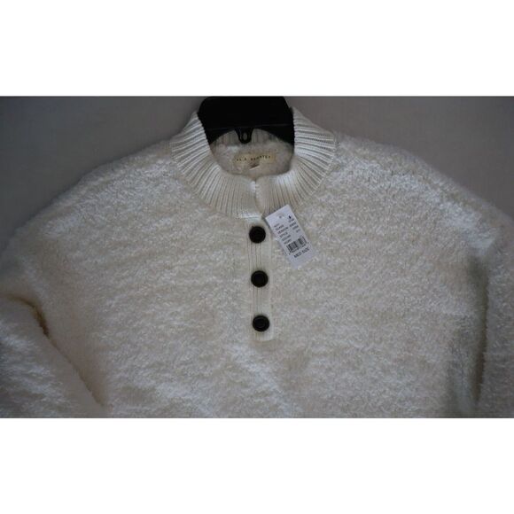 L.A. Hearts 0290 011 Women's Sz M Ivory Crop Cotton Blend Long Sleeve Sweater - Picture 3 of 8